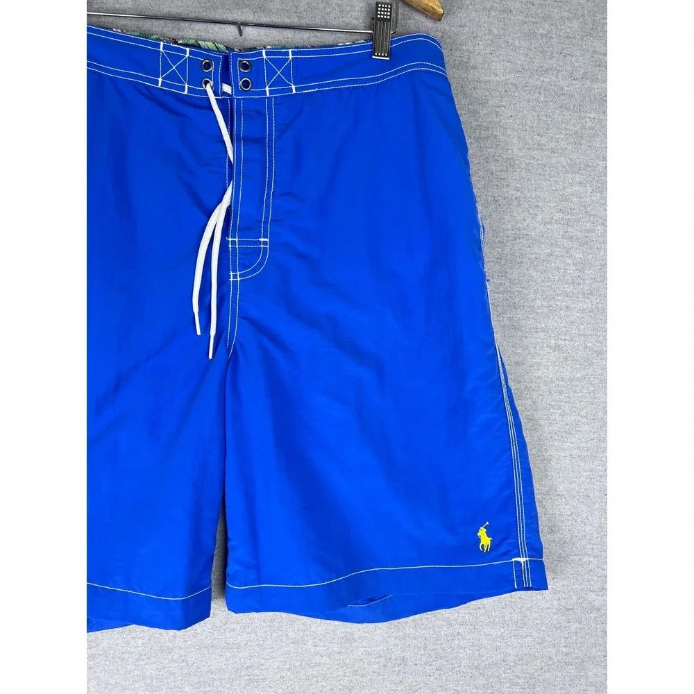 Polo Ralph Lauren Mens Royal Blue Board Shorts Swim Trunks Cargo Pocket‎ Size L